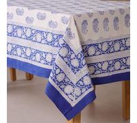 DecorAvenue Hand Block Printed Table Cover - Exquisite Design, Premium Cotton Fabric, Perfect for Dining and Decor, Dining Table Linen (Indigo Floral Elegance, 6 Seater 60 x 90 Inches Rectangle)