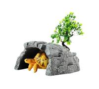 Decorazione per cavern per rettili - Nascondiglio naturalistico in roccia, accessorio by habitat di lucertole | Rifugio per rettili in resina resistant con punto di osservazione per gechi, draghi b