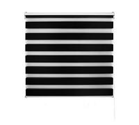 Decorblind Double Layer Roller Blind for Night and Day, Wall or Ceiling Mount, Dimensions: Width 120 x Length 250 cm, Fabric Dimensions: 117 x 245 cm, Black, for Night and Day Windows