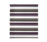 Decorblind | Double Layer Roller Blind Night and Day Installation Wall or Ceiling, Blind Size: 80 x 180 cm Width x Length/Fabric Dimensions: 77 x 175 cm - Tricolour Blind Brown-Violet-White, Window