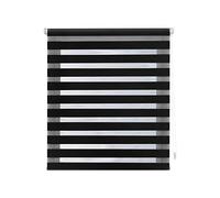 Decorblind | Double Layer Roller Blind, No Tools and No Drilling, Night and Day Colour Black - Measure 77 x 180 (Width x Length), Fabric 74 x 175 - For Windows