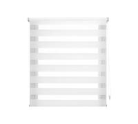 Decorblind | Double Layer Roller Blind Without Tools and No Drilling, Measurement: 85 x 130 cm Width x Length/Fabric Blind Measurement: 82 x 125 - Night and Day Blinds, White
