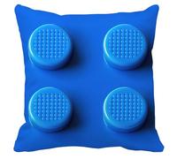 Decorbox Blue Building Brick Print 18x18 Inch Throw Pillow Cover, Game Lover Kid Toy Construction Block Pattern Decorative Cushion Case,Home Room Decor Boy Girl Playroom Themed Novelty Gift Pillowcase