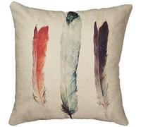 decorbox Cotton Linen Square Throw Pillow Case Decorative Cushion Cover Pillowcase for Sofa Feathers 18 "X18 (1, 34), thanksfix-Color 7, 18" x 18"