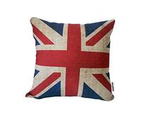 decorbox The Union Jack British Flag Cotton Linen Square Decorative Throw Pillow Case Cushion Cover 18 "X18, Red and Blue