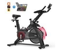 Decorcn Exercise Bike for Home Use with APP, Magnetic Resistance Spin Bike with Large Tablet Holder & Comfortable Seat, Upgraded LCD Monitor for Quiet Home Cardio Workout, Max 330LBS Capacity