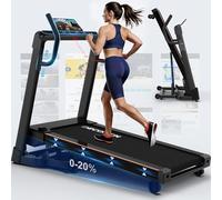 Decorcn Folding Treadmill for Home, 4.5HP, 20 Auto Incline, 1km/h-16km/h, 150KG limited, Running Machine for Heavy People with LED, Bluetooth Speakers, Silent Walking Pad