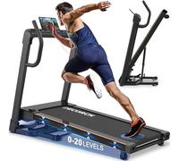 Decorcn Folding Treadmill for Home, 4.5HP, 20 Incline Levels, 1km/h-16km/h, 150KG limited, Running Machine for Heavy People with LED, Bluetooth Speakers, Silent Walking Pad for Home Office Gym