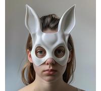 Decords 3D Printed Bunny Face Mask | Minimalist Rabbit Mask for Adults | Unique Animal Cosplay & Halloween Costume Prop | Modern 3D Print Art Design | Main Color: Black