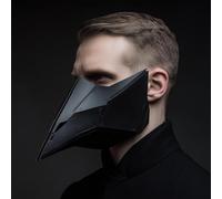Decords 3D Printed Dark Techno Raven Mask | 3D Printed Wearable Beak Mask | Cyber Gothic Plague Doctor Style Mask for Cosplay and Displays | Main Color: Blue