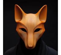 Decords 3D Printed Fox Mask | Modern Animal Face Sculpture | Unique Cosplay Prop for Adults | Minimalist Costume and Art Decor Accessory | Main Color: Matte Black