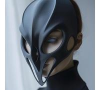 Decords 3D Printed Futuristic Mask | Gothic Sci-Fi Cosplay Mask | Modern Abstract Face Design | Unique 3D Print Art | Halloween Costume Prop | Main Color: Matte Black