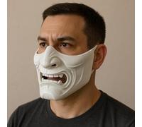 Decords 3D Printed Oni Mask | Half Face Demon Mask | Japanese Samurai Mask | Cosplay Horror Mask | Halloween Costume | Oni Warrior Gift Masks | Main Color: Purple