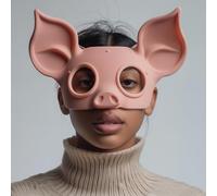 Decords 3D Printed Pig Face Mask | Minimalist Animal Mask for Adults | Unique Piggy Cosplay & Halloween Costume Prop | Modern 3D Print Art Design | Main Color: Matte Black