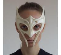 Decords Fantasy Winged Face Mask | 3D Printed Sculptural Cosplay Half Mask with Elongated Fangs | Masquerade Wearable Art, Festival Costume Prop | Main Color: Pink