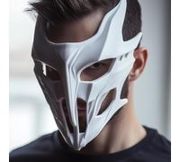 Decords Futuristic White Cosplay Mask | Sci-Fi Warrior Mask | 3D Printed Costume Mask for Halloween, Cosplay, Masquerades, Photoshoots | Main Color: Blue
