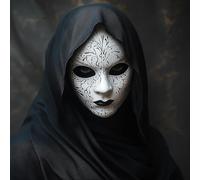 Decords Gothic Masquerade Ornate Phantom Mask | 3D Printed Horror Cosplay Womens Costume Mask | Venetian Inspired Face Mask | Dark Fantasy Mask | Main Color: Orange