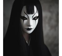 Decords Japanese Ghost Mask | Horror Cosplay Masks | 3D Printed Theater Gothic Phantom Haunting Halloween Face | Creepy Spirit Masking | Main Color: Blue