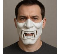 Decords Oni Half Face Mask | 3D Printed Cosplay Mask | Demon Samurai Mask | Halloween Costume Mask | Scary Samurai Japanese Mask | Gift for Him | Main Color: Matte Black