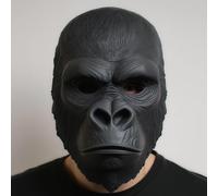 Decords Realistic Gorilla Face Mask | 3D Printed Animal Mask | Black Costume Mask | Primate Face Prop | Halloween Cosplay Accessory Masks | Main Color: Red