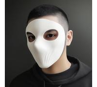 Decords White Matte Full Face Mask | 3D Printed Cosplay Mask | Modern Phantom Mask | Smooth Minimalist Mask for Halloween, Costume or Photoshoot | Main Color: White