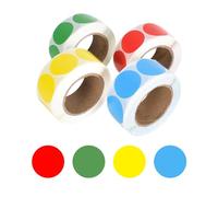 DecorDwell 2000 Pcs Multicolor 2.5cm/1inch Round Color Coding Labels, 4 Rolls of 500 Count/Roll Adhesive Dot Stickers