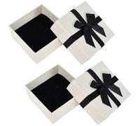 DecorDwell 2PCS Small Gift Boxes for Weddings Birthdays Christmas,Jewellery Gift Box with Bow-Knot,Square Earring Gift Box Jewellery Gift Boxes Small Boxes for DIY,7.5 * 7.5 * 3.5cm,White