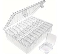 DecorDwell Bead Storage Containers, 30 Pcs Small Plastic Storage Box, Diamond Art Storage Box, Clear Clay Beads Storage Containers Case with Hinged Lid and Rectangle for Craft DIY Diamond Small Parts