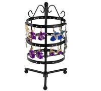 DecorDwell Jewelry Holder Organiser, Rotating Earring Storage Rack, Earring Display Stands Tree, 3 Tiers Jewellery Rack, for Necklaces Earrings Piercings, 72 Hole Capacity for 36 Pairs(Black)