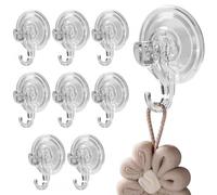 DecorDwell Suction Hooks, No Drill Vacuum Suction Hooks, Reusable Plastic Suckers, Heavy Smooth Wall Hook, Transparent Wreath Hanger Bearing Weight 3KG, Diameter 7cm, 3inch, for Kitchen, Bathroom