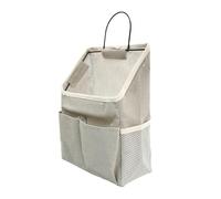 DecorDwell Wall Hanging Organizer Bag, Wall Hanging Storage Bags with Pockets, Fabric Baskets for Storage with Metal Frame, Stylish Hang Pouches with Side Mesh Pocket for Bedroom, Bathroom, Kitchen