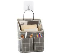 DecorDwell Wall Hanging Organizer Bag, Wall Hanging Storage Bags with Pockets, Fabric Baskets for Storage with Metal Frame, Stylish Hang Pouches with Side Mesh Pocket for Bedroom, Bathroom, Kitchen