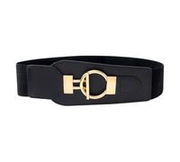 DecorDwell Women Wide Elastic Belt, Wide Waistband Belts, Leather Waistband, Vintage Women Stretchy Belt, Black, With Gold Buckle, For Suit Evening Dress Jumpsuit Long Coat Overalls