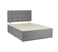 DECORE4U LTD Grey Chenille Fabric Divan Bed Base with Headboard | Single Bed Frame with 20 Inches High Headboard and No Storage Drawers (3FT Single - 90 x 190 cm)