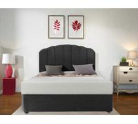DECORE4U LTD Pink Linen Look 5FT King Size Bed with 26" Curved Headboard, 10"Coil Mattress & 2 Drawer in Black | Size: Super King DECORE4U LTD Black Super King