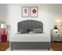 DECORE4U LTD Pink Linen Look 5FT King Size Bed with 26" Curved Headboard, 10"Coil Mattress & 2 Drawer in Grey | Size: Small Double DECORE4U LTD Grey Small Double
