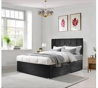DECORE4U LTD Royal Ziggy Plush Velvet Divan Bed with 26"Headboard, Mattress & Drawer in Black | Size: Small Double DECORE4U LTD Black Small Double