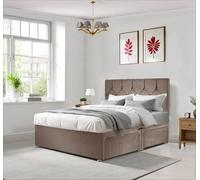 DECORE4U LTD Royal Ziggy Plush Velvet Divan Bed with 26"Headboard, Mattress & Drawer in Brown | Size: Double DECORE4U LTD Brown Double