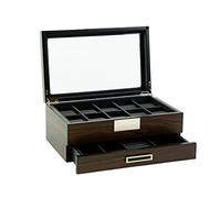 Decorebay Executive Wooden Watch Box Valet Box Sunglasses and Jewelry Box Storage Organizer (Sweetheart) (Brown)