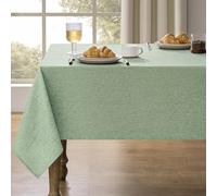 Decorelia Faux Linen Extra Long Rust Table Cloth Cover for Dining Rectangle Table, Decorative Farmhouse Waterproof Tablecloth for Party,Wedding& Camping(Oblong,60 x 120 Inch (10-12 Seats), Sage Green)