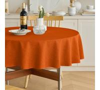 Decorelia Faux Linen Fall Round Tablecloths 60 inch, Waterproof Decorative Washable Texture Rustic Circle Table Cloth Cover for Dining Kitchen Party Farmhouse Outdoor(60 Inch,Round (2-4 Seats),Rust)