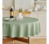 Decorelia Faux Linen Rustic Round Tablecloth for Coffee Table, Decorative Waterproof Outdoor Anti-Scratch Table Cloth Cover for Party, Wedding, Picnics, Patio(Round, 70 Inch(4-6 Seats), Sage Green)
