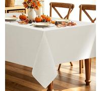Decorelia Faux Linen Tablecloth for Dining Room, 60 x 104 Inch (8-10 Seats), Ivory