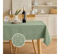 Decorelia Rectangle Table Cloth 52x70 Inch for Dining Table, Faux Linen Waterproof Sage Green Texture Farmhouse Washable Rectangular Tablecloth Cover for Birthday, Party, Picnics,Holiday& Wedding