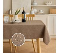 Decorelia Rectangle Waterproof Dining Table Cloth for Kitchen, Dirty-repelling Linen Table Cover for Coffee Table, Anti-Scratch Table Cloth for Dining Room (Oblong, 60 x 84 inch (Rectangular), Coffee)
