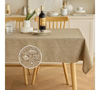 Decorelia Waterproof 4 Seater Linen Tablecloth Rectangle Wrinkle Resistant Table Cover for Dining Table Rustic Style Table Cover for Party Wedding Table (Oblong, 52 x 70 inch 4-6 Seater), Natural