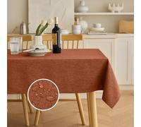 Decorelia Waterproof Extra Long Table Cloth for 10ft Banquet Rectangle Table, Spillproof Wrinkle Free Tablecloth for Thanksgiving, Christmas, Easter (Oblong, 60 x 144 Inch (12-14 Seats), Burnt Orange)