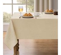Decorelia Waterproof Faux Linen Rectangle Tablecloth, Spillproof Wrinkle Free Outdoor Burlap Table Cloth for Banquet/Party/Buffet/Kitchen/Dining/Coffee Table(Oblong,60 x 104 Inch (8-10 Seats),Beige)