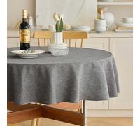 Decorelia Waterproof Linen Tablecloth for Round Table, Decorative Anti-Scratch Fabric for Dining Table and Kitchen Table (60" Round(2-4 Seater), Dark Grey