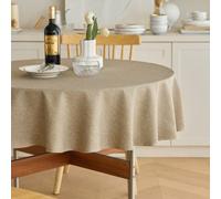 Decorelia Waterproof Round Tablecloth for Round Dining Table, Decorative Rustic Soft Wipeable Table Cloths Cover Indoor Outdoor Use for Holiday,Wedding, Kitchen (70 Inch,Round (4-6 Seats),Natural)
